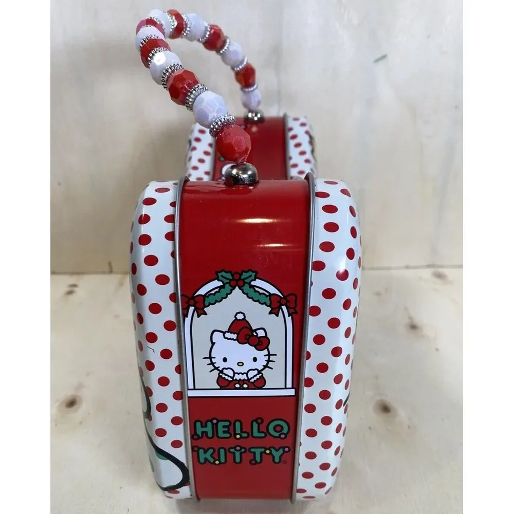 SANRIO Hello Kitty Christmas Purse Tin Carry‎ Case Holiday Storage Box Anime NEW